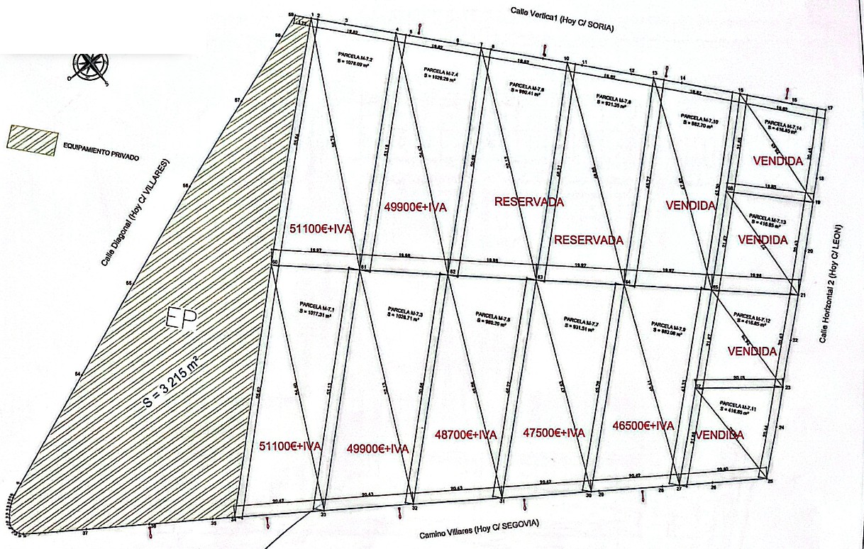Plano general de las 14 parcelas, desarrollo Moriscos